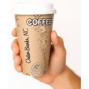 Ceramic Coffee Travel Tumbler Mug Cup  OUTER BANKS NORTH CAROLINA 12 FL OZ